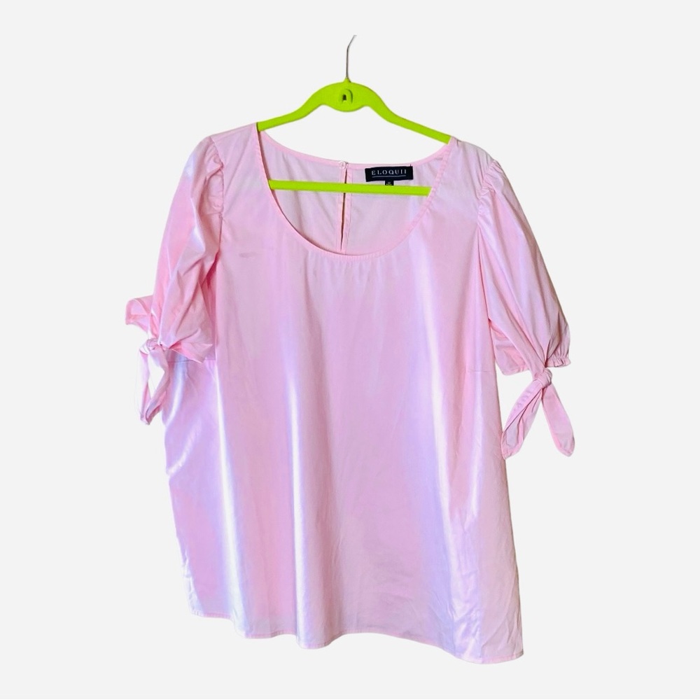 Eloquiii‎ Cotton Blend Summer Shirt Light Pink Size 22